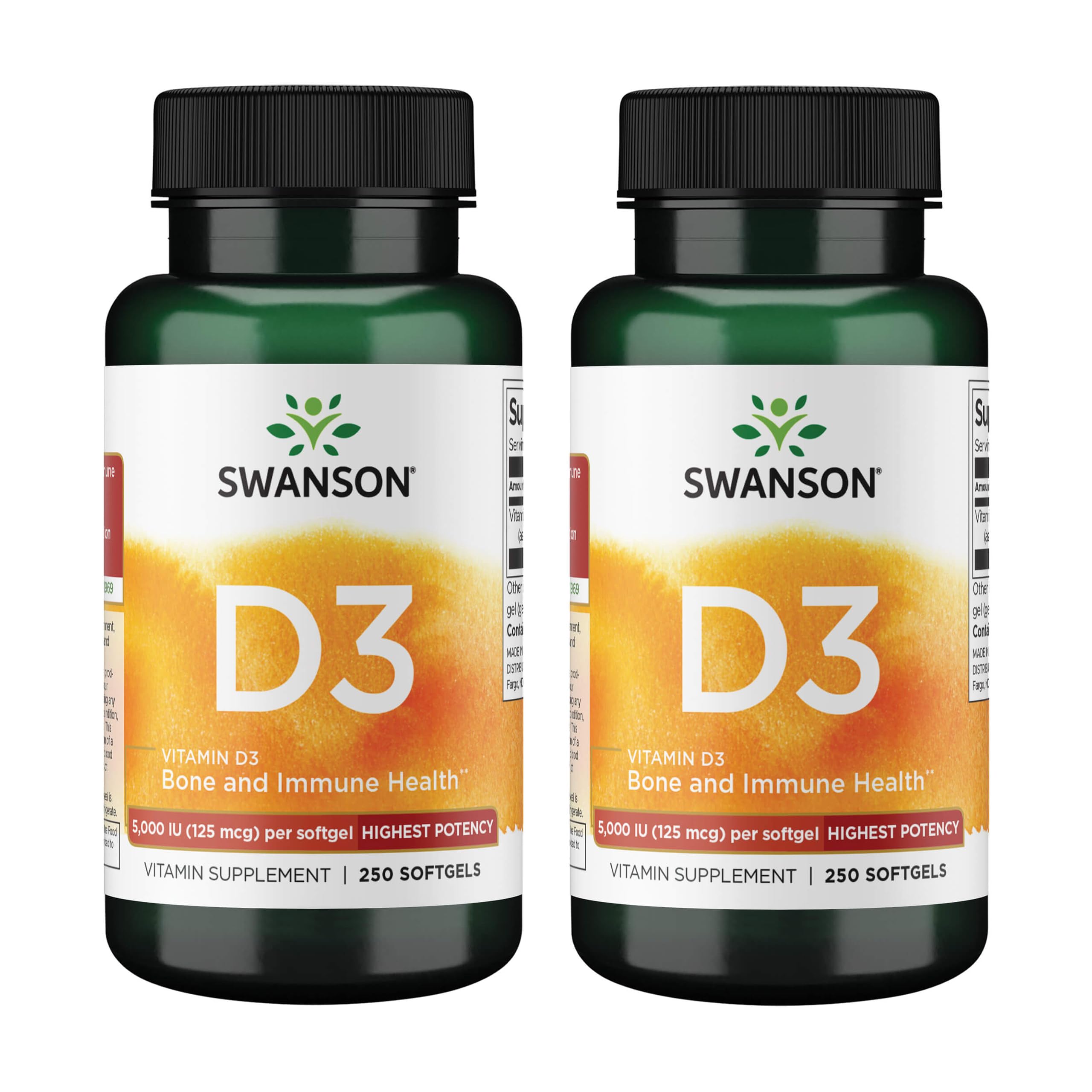 Swanson D3 5000 UI - botella: cápsulas fáciles de tragar para tu rutina diaria.