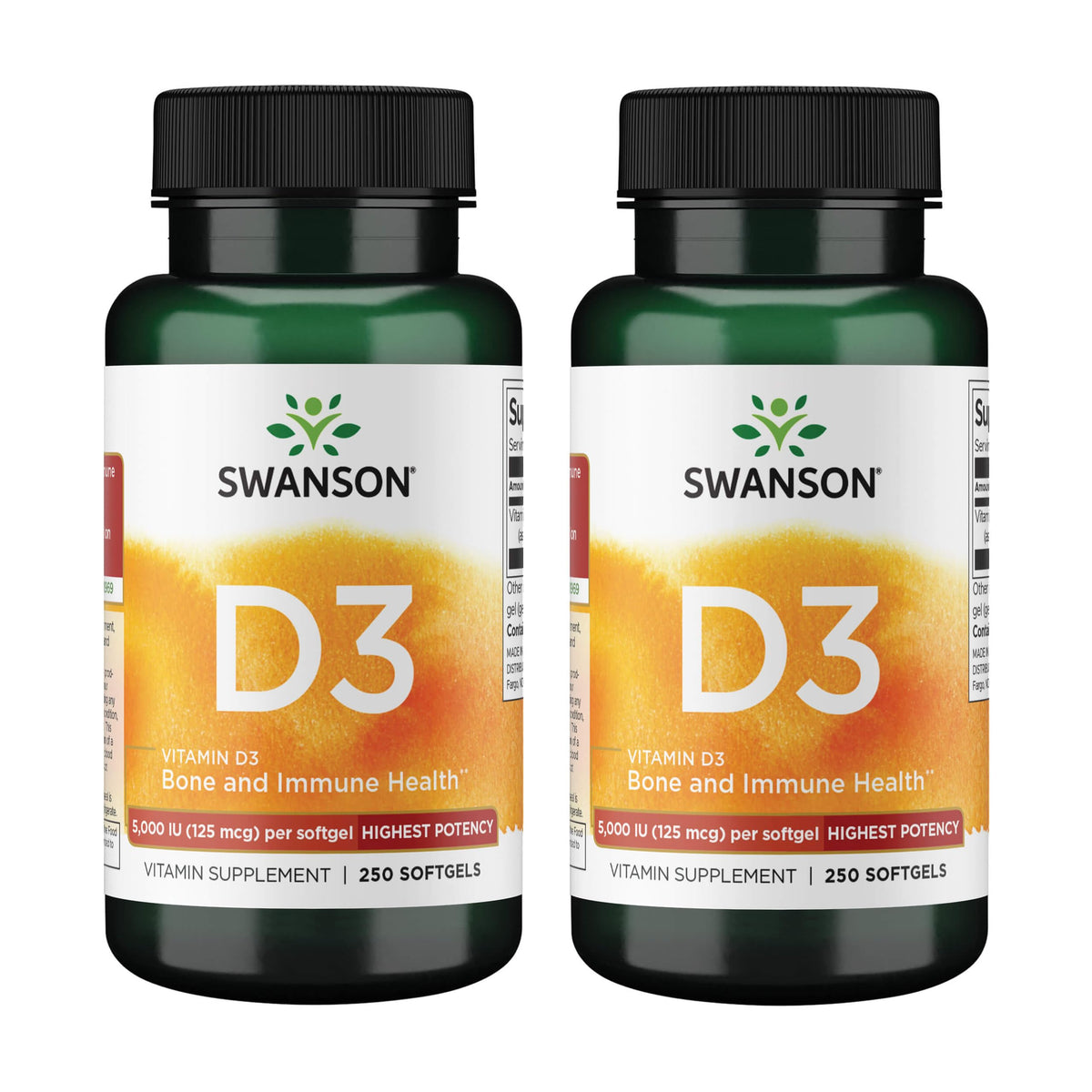 Swanson D3 5000 UI - botella: cápsulas fáciles de tragar para tu rutina diaria.