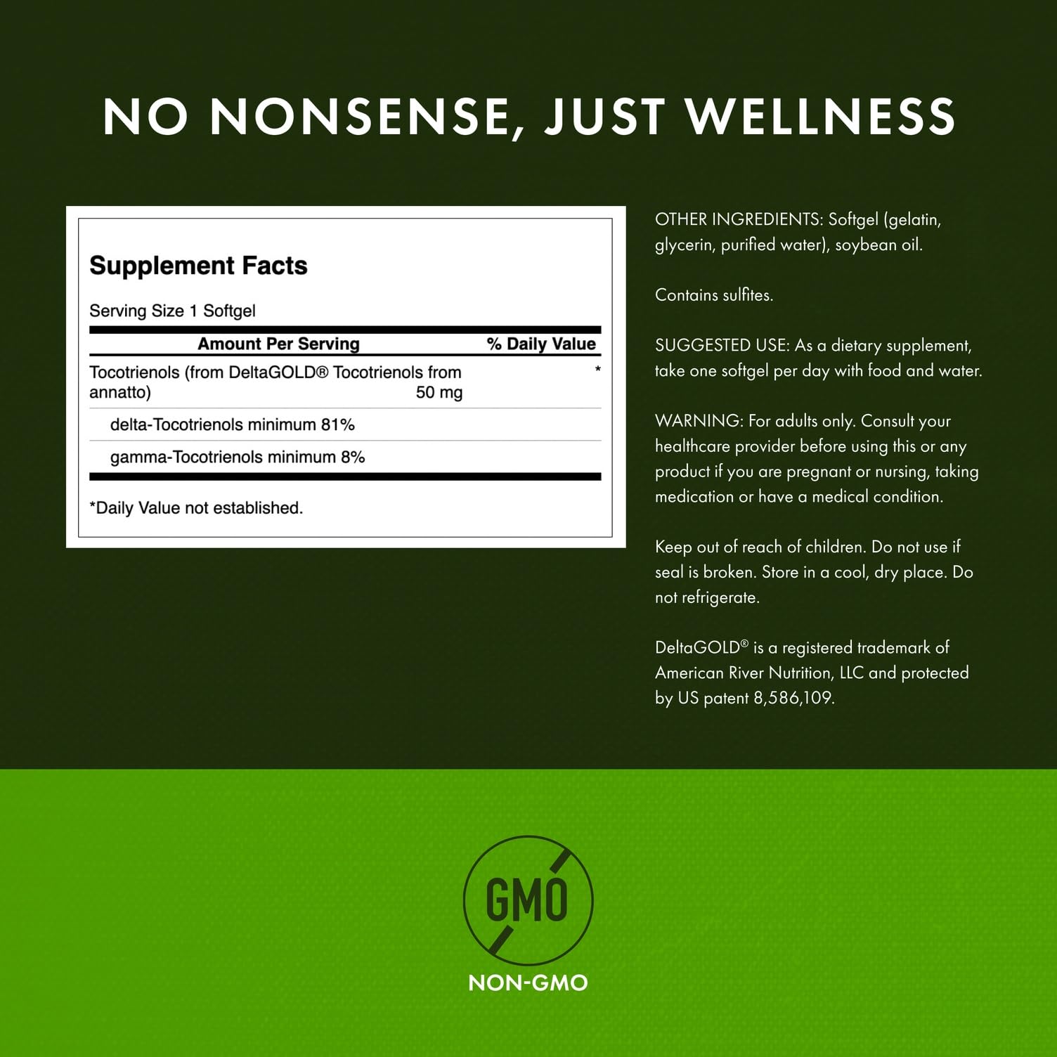 Cápsulas blandas Swanson Deltagold 50 mg listas para tomar