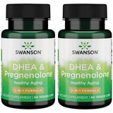 Swanson DHEA y pregnenolona complejo en botella, suplemento vegetariano práctico para la rutina diaria.