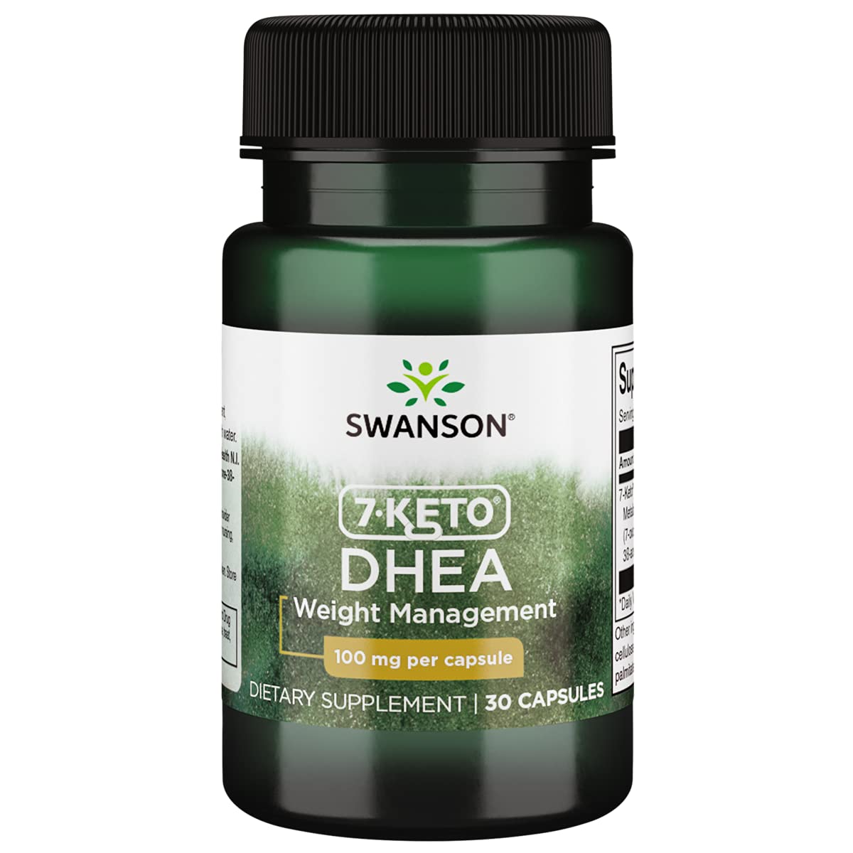 Swanson Diet 7-Keto DHEA 100 mg, botella de cápsulas para la gestión de peso