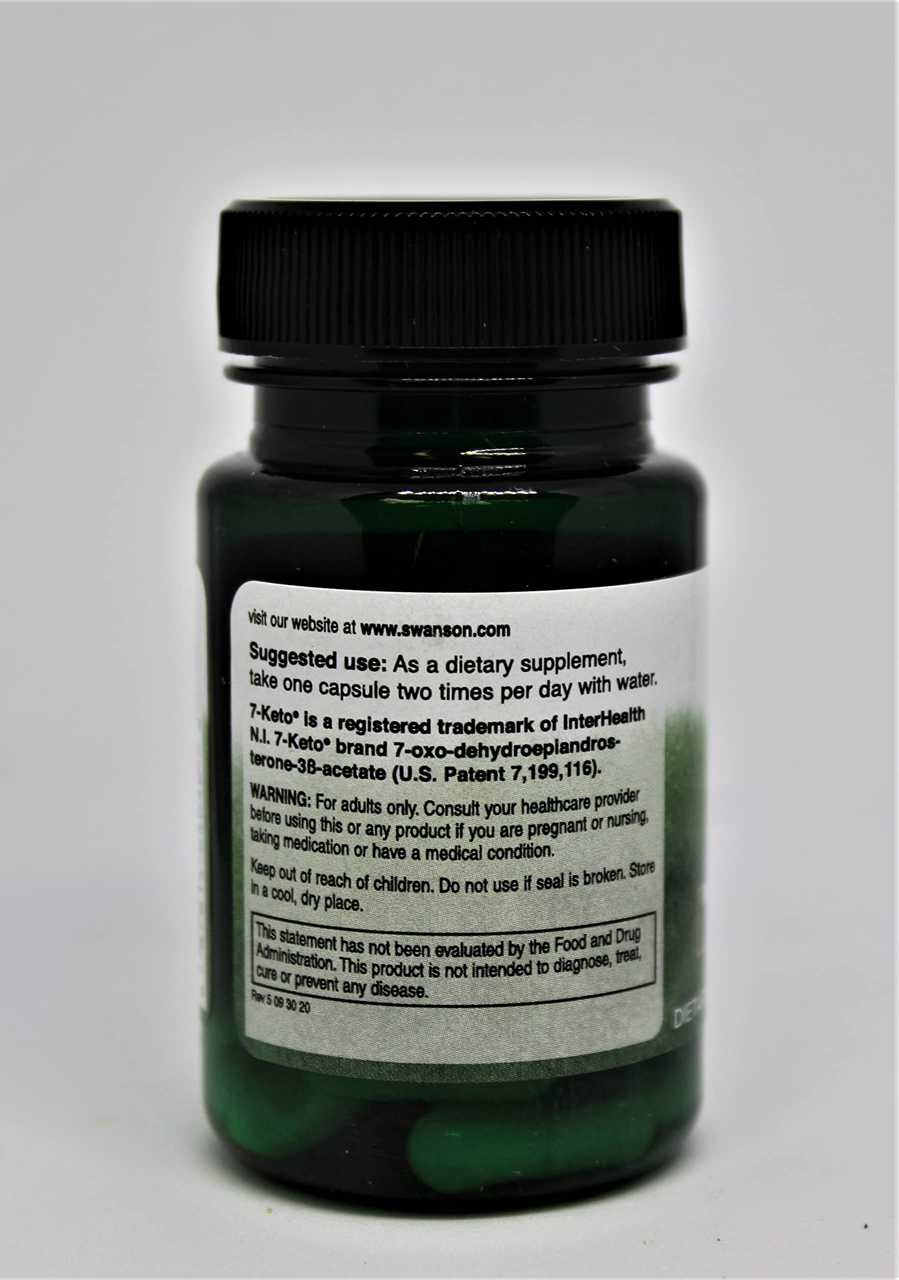 Swanson Diet 7-Keto DHEA, etiqueta lateral con indicaciones de consumo