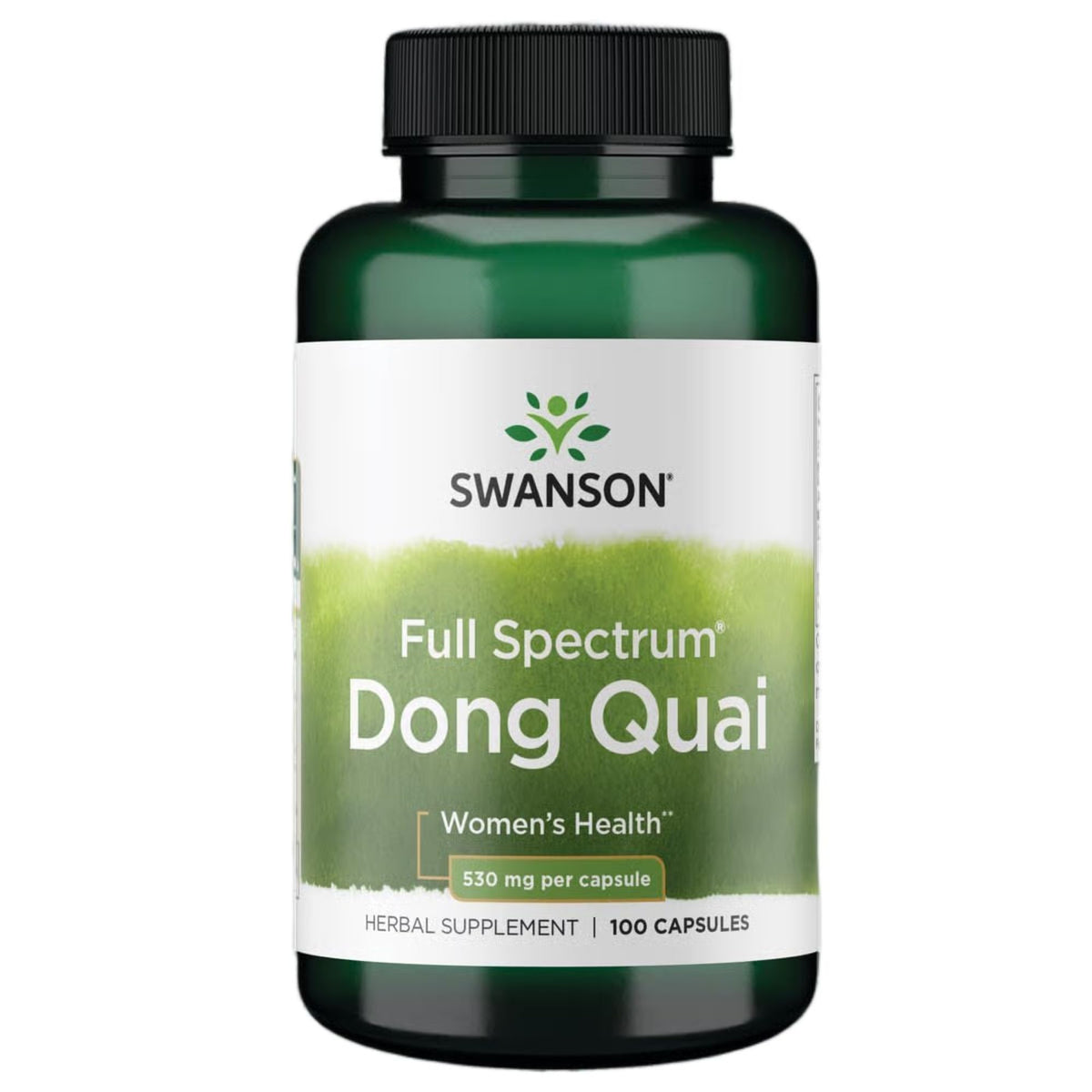 Bote de Swanson Dong Quai 530 mg con cápsulas para uso diario.