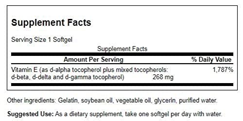 Swanson E-400 cápsulas blancas para uso diario de antioxidante.