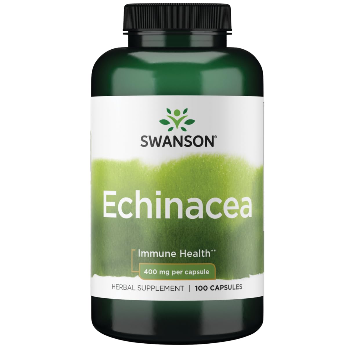 Swanson Echinacea 400 mg, botella: apoyo inmunitario y antioxidantes naturales.