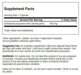 Swanson Echinacea 400 mg cápsulas en frasco, etiqueta que resalta pureza y potencia.