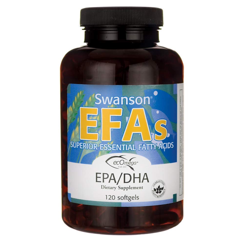 Swanson EFA EPA y DHA limón, frente de la botella, posible apoyo a la salud cardiovascular.