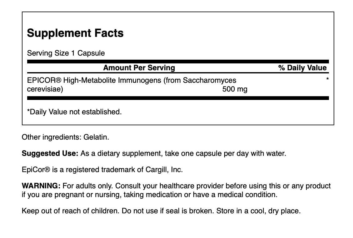 Swanson Epicor Immunogens: etiqueta del envase destacando microbioma saludable