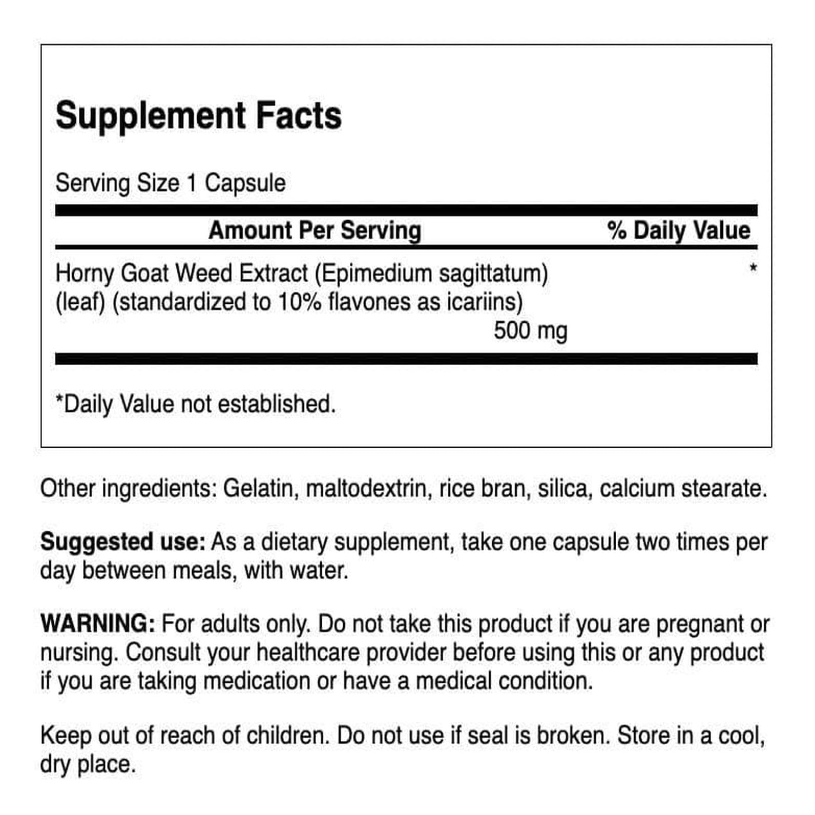 Swanson extracto de Epimedium 500 mg, cápsulas de 120, uso diario para bienestar
