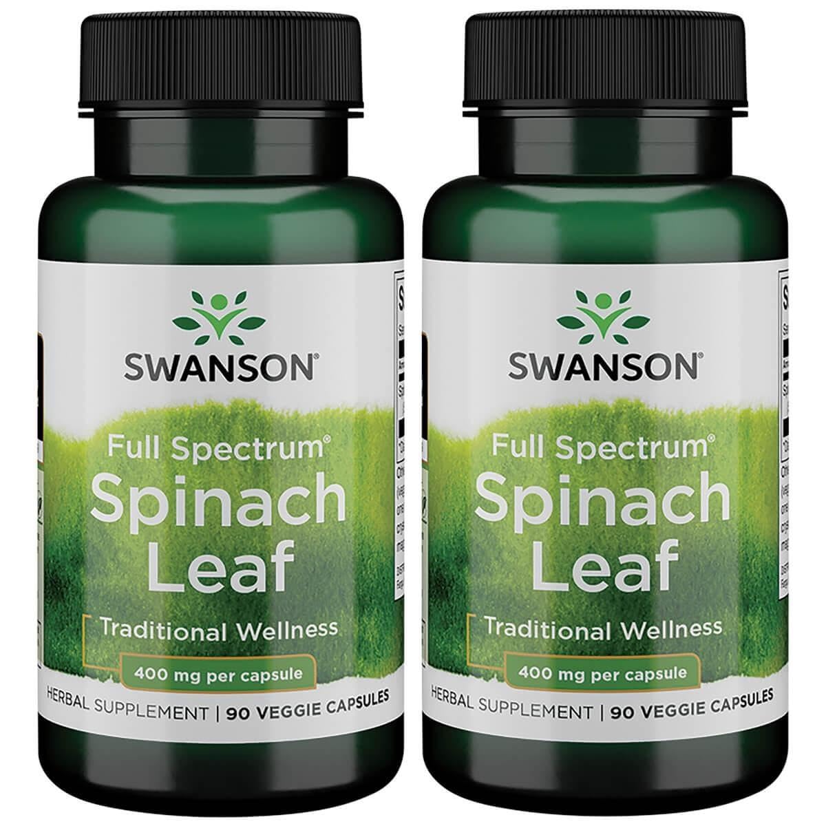 Swanson espinaca hoja 400 mg, cápsulas veganas en botella, ideal para consumo diario