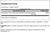 Etiqueta de Swanson Molibdeno 400 mcg mostrando cápsulas vegetarianas