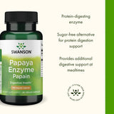 Envase Swanson Papaina, cápsulas vegetarianas sin azúcar añadida