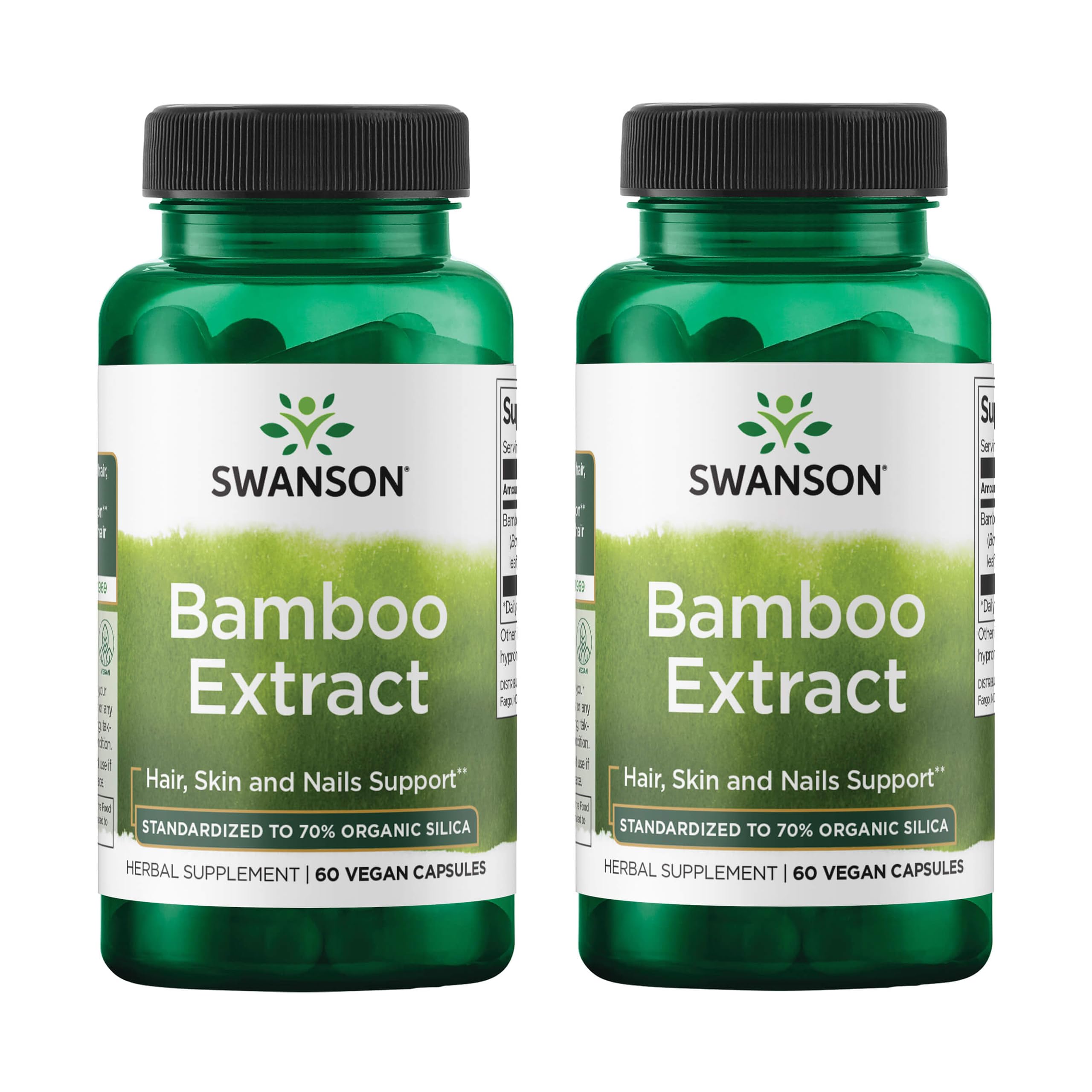 Swanson Extracto de Bambú en cápsulas para rutina diaria de cabello y uñas.