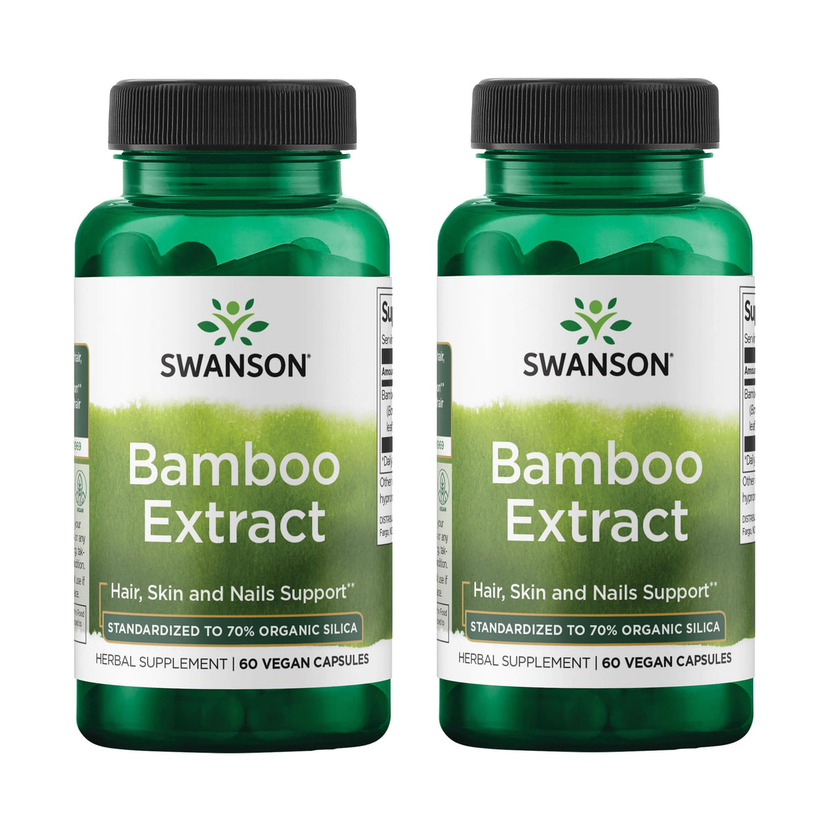 Swanson Extracto de Bambú en cápsulas para rutina diaria de cabello y uñas.