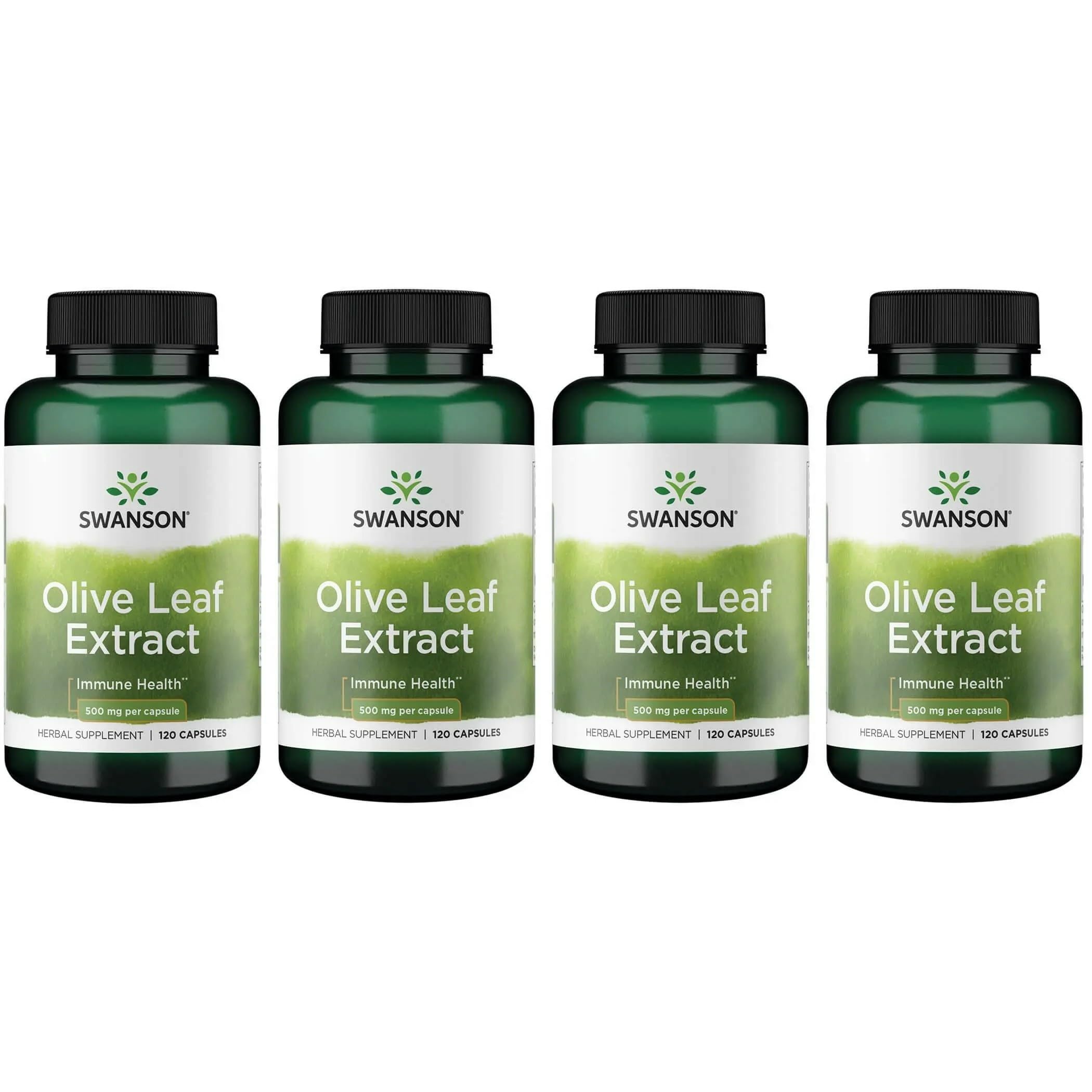 Botella de Swanson con extracto de hoja de olivo en cápsulas de 500 mg.