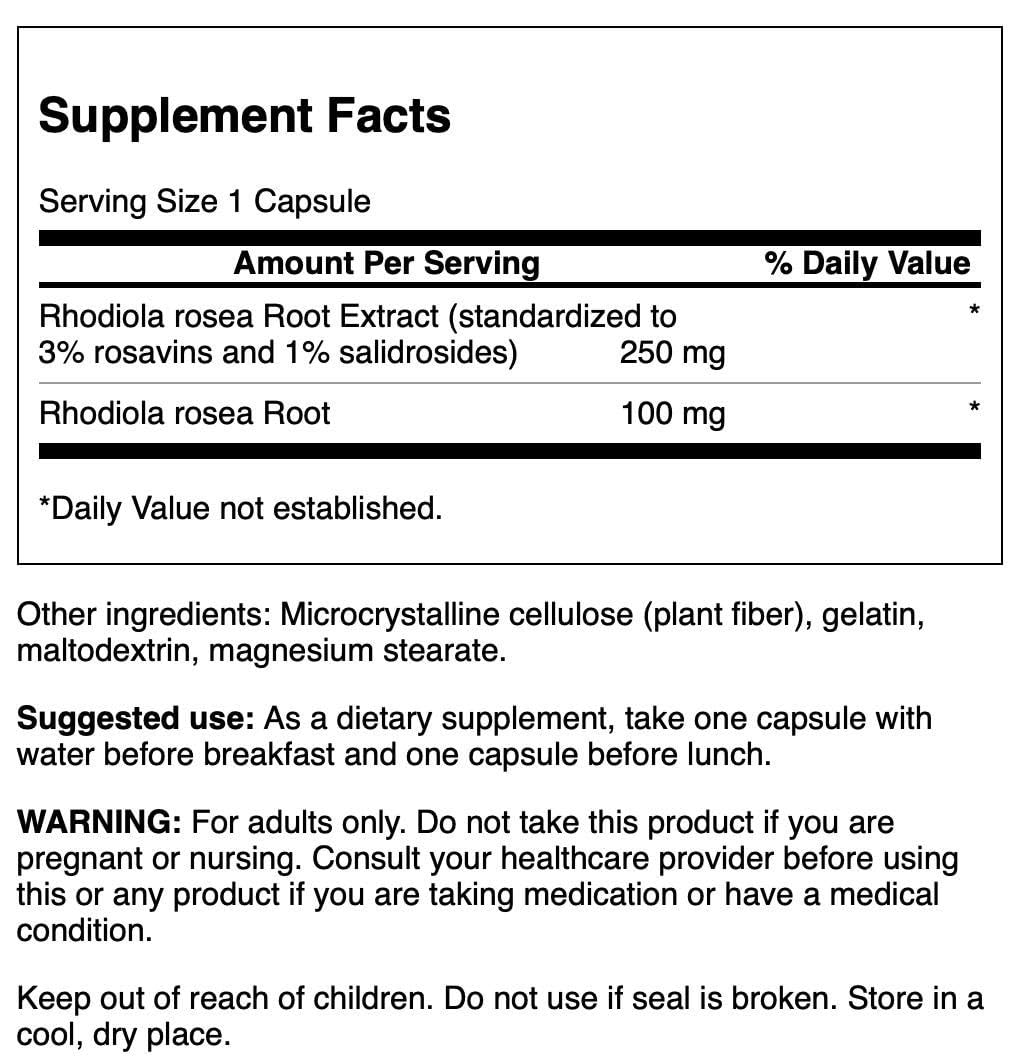 Swanson extracto de Rhodiola Rosea en botella, manejo del estrés diario.