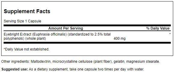 Swanson Eyebright Extract, cápsulas para foco visual y confort ocular