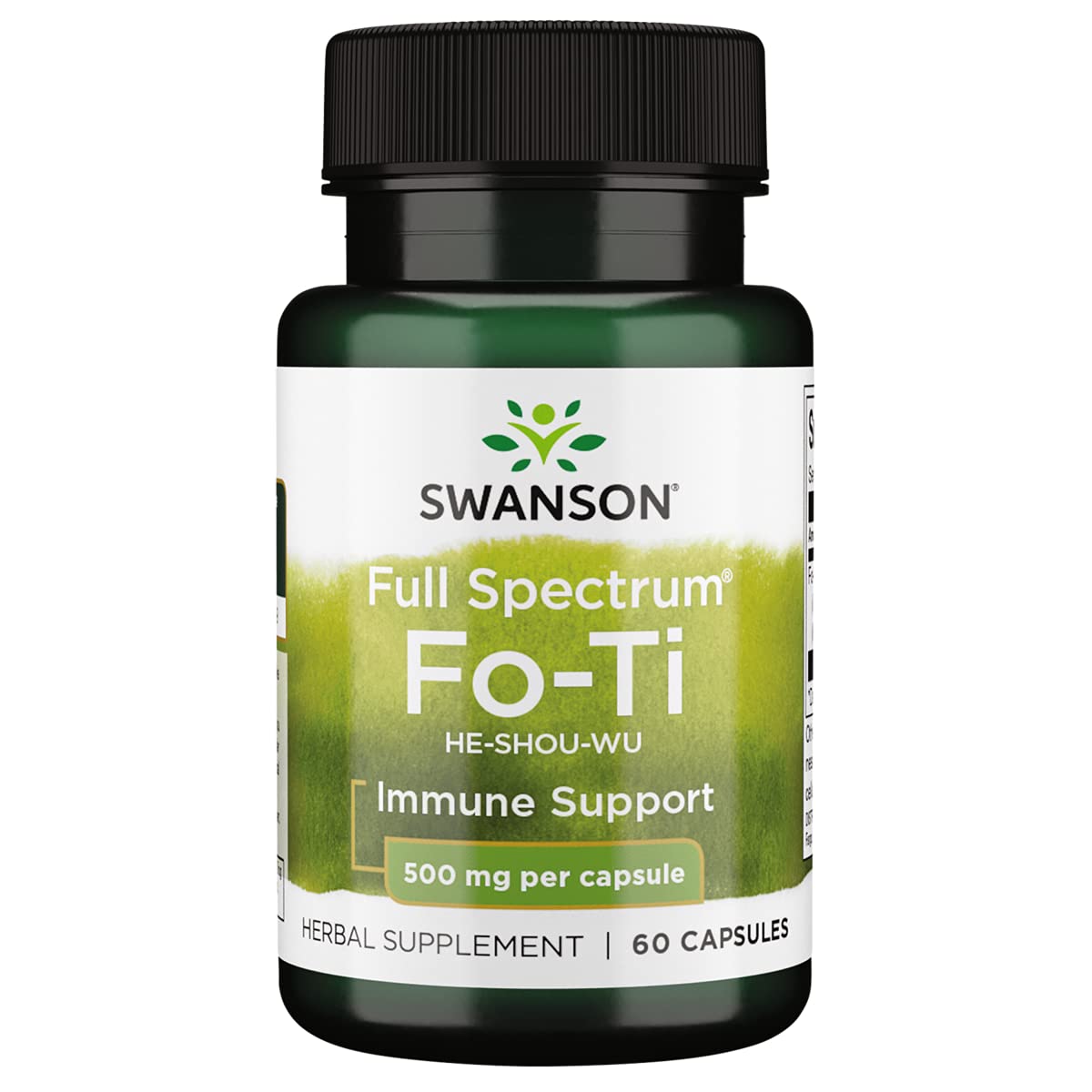 Swanson Fo-Ti 500 mg frasco con cápsulas, posible apoyo al bienestar diario