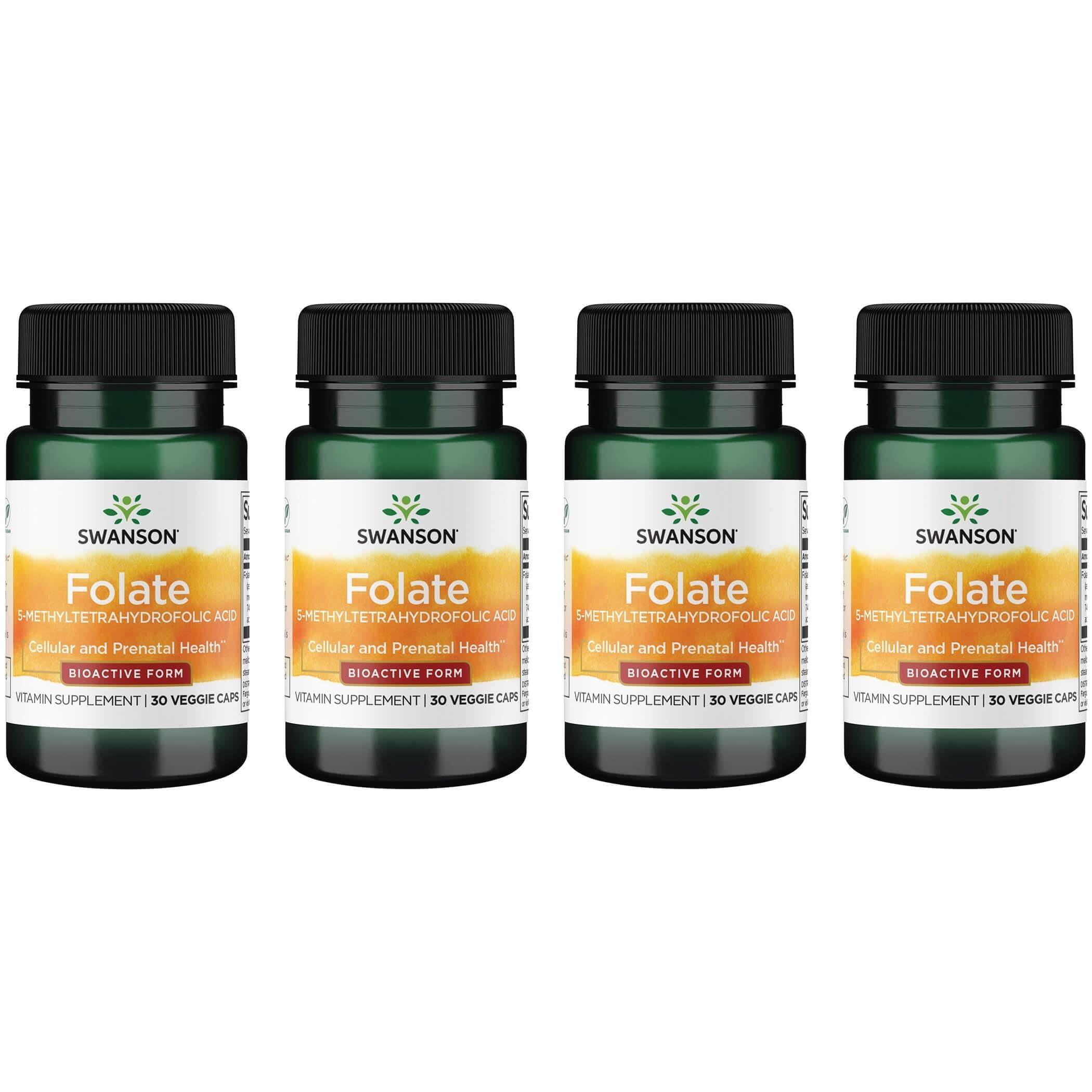 Swanson folato 400 mcg, cápsulas veganas para salud cardiovascular y producción de glóbulos rojos.