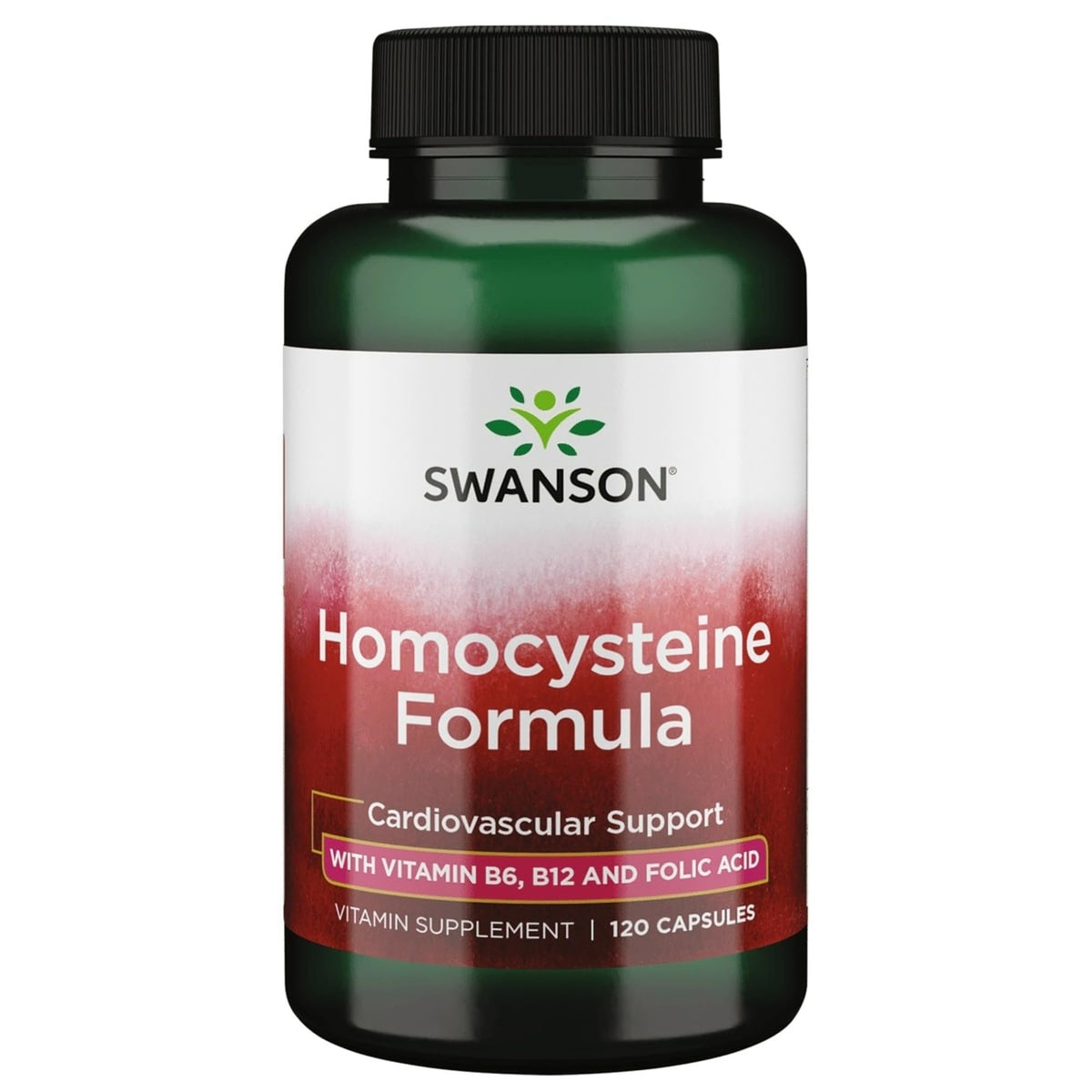 Swanson fórmula de homocisteína: botella con cápsulas para apoyar niveles saludables.