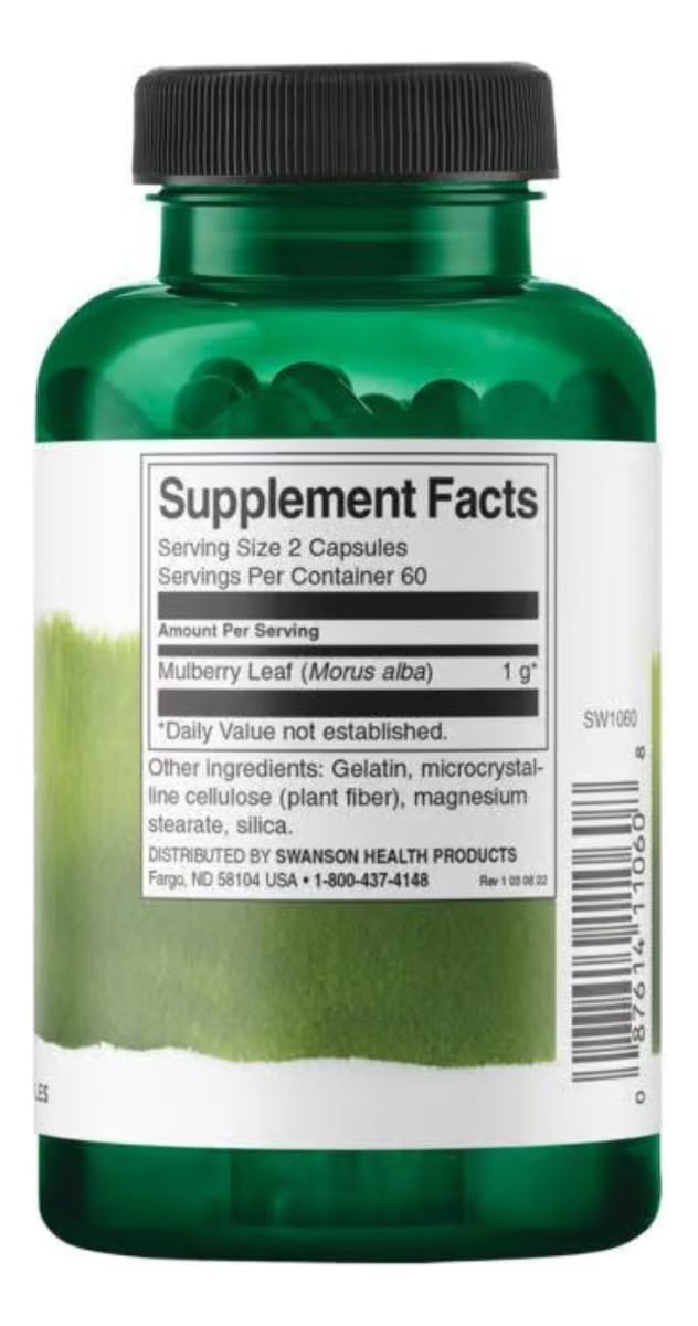 Frasco de cápsulas Swanson Morera 500 mg, perfecto para la rutina diaria.