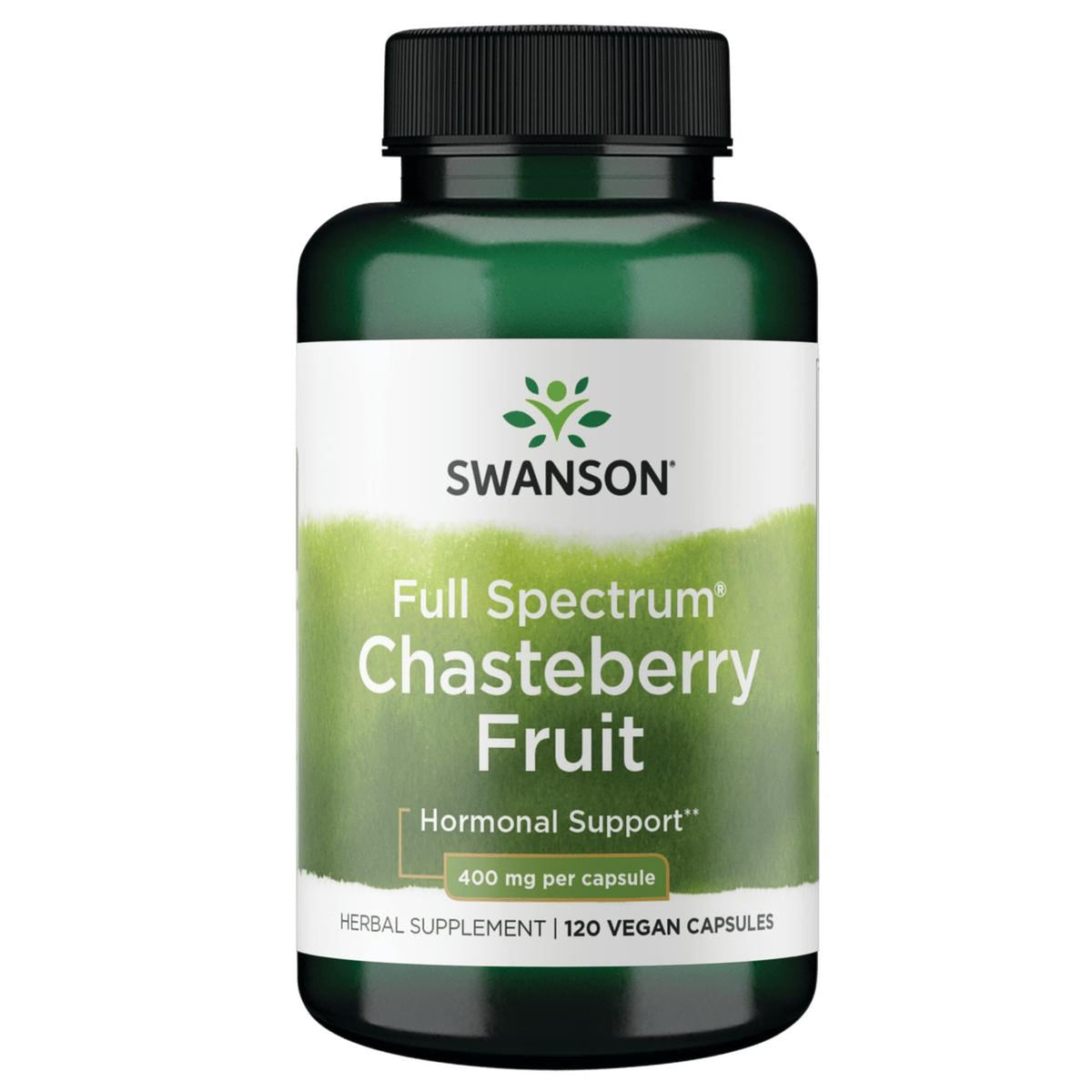 Swanson Fruto Vitex en botella: apoyo para el balance hormonal diario.