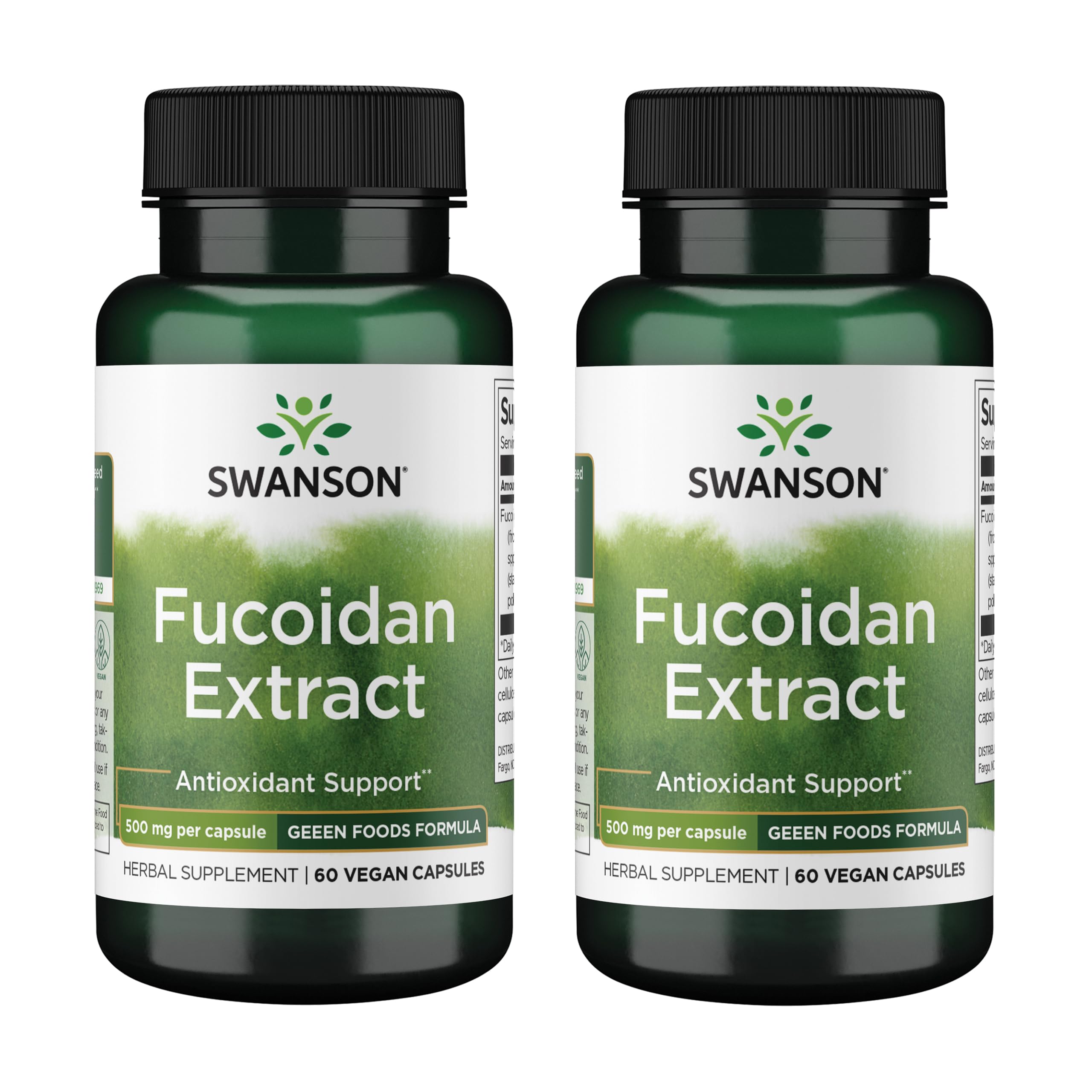 Swanson Fucoidan Extract frente del envase, apoyo potencial a la defensa inmunitaria.