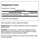 Swanson GABA, cápsulas de 500 mg, dosis diaria para el bienestar.