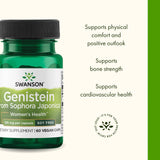 Etiqueta Swanson Genisteína, garantía de calidad y origen vegetal.