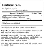 Swanson Ginkgo Biloba, cápsulas y empaque, calidad y pureza en cada dosis