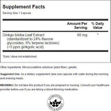 Swanson extracto de ginkgo biloba, etiqueta clara para identificar ingredientes.