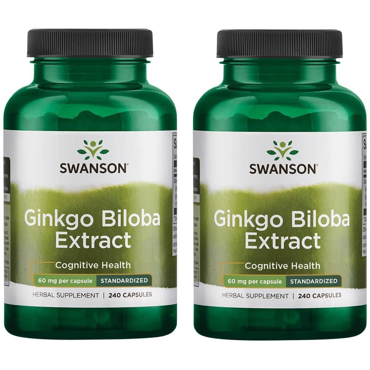 Swanson Ginkgo Biloba Extract 60 mg en botella; posible apoyo a la concentración y claridad mental