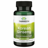 Swanson ginseng coreano 500 mg, frasco visible, apoyo al bienestar diario