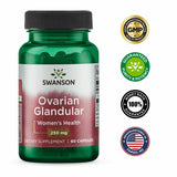 Swanson Glándulas Ováricas, presentación en empaque práctico para almacenamiento seguro.