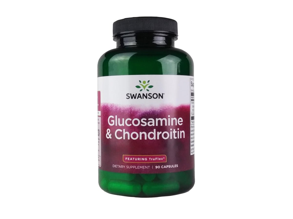 Swanson Glucosamina y Condroitina, bote de cápsulas, posible apoyo a la movilidad diaria.