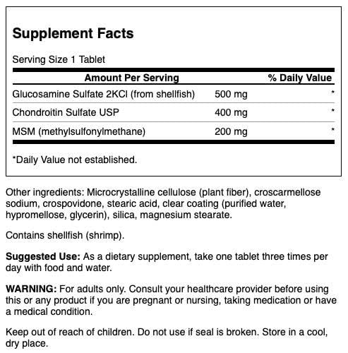 Swanson Glucosamina Condroitina MSM flexibilidad articular para movimientos suaves