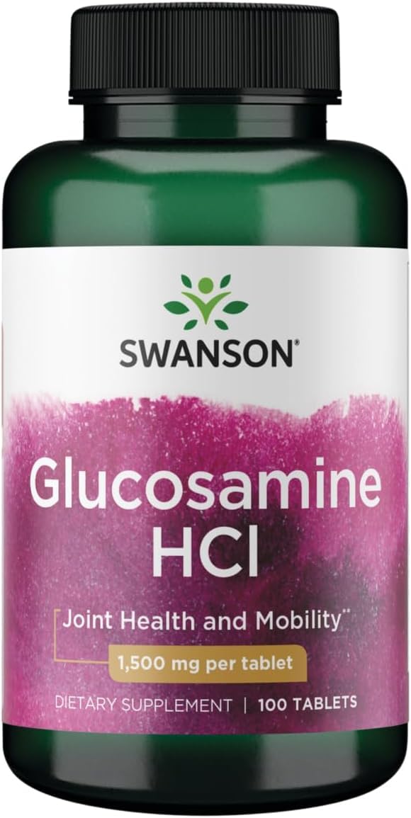 Swanson Glucosamina HCl 1500 mg, envase práctico para uso diario de articulaciones.