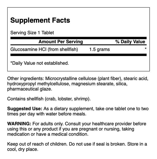 Uso diario de Swanson Glucosamina HCl 1500 mg para articulaciones.