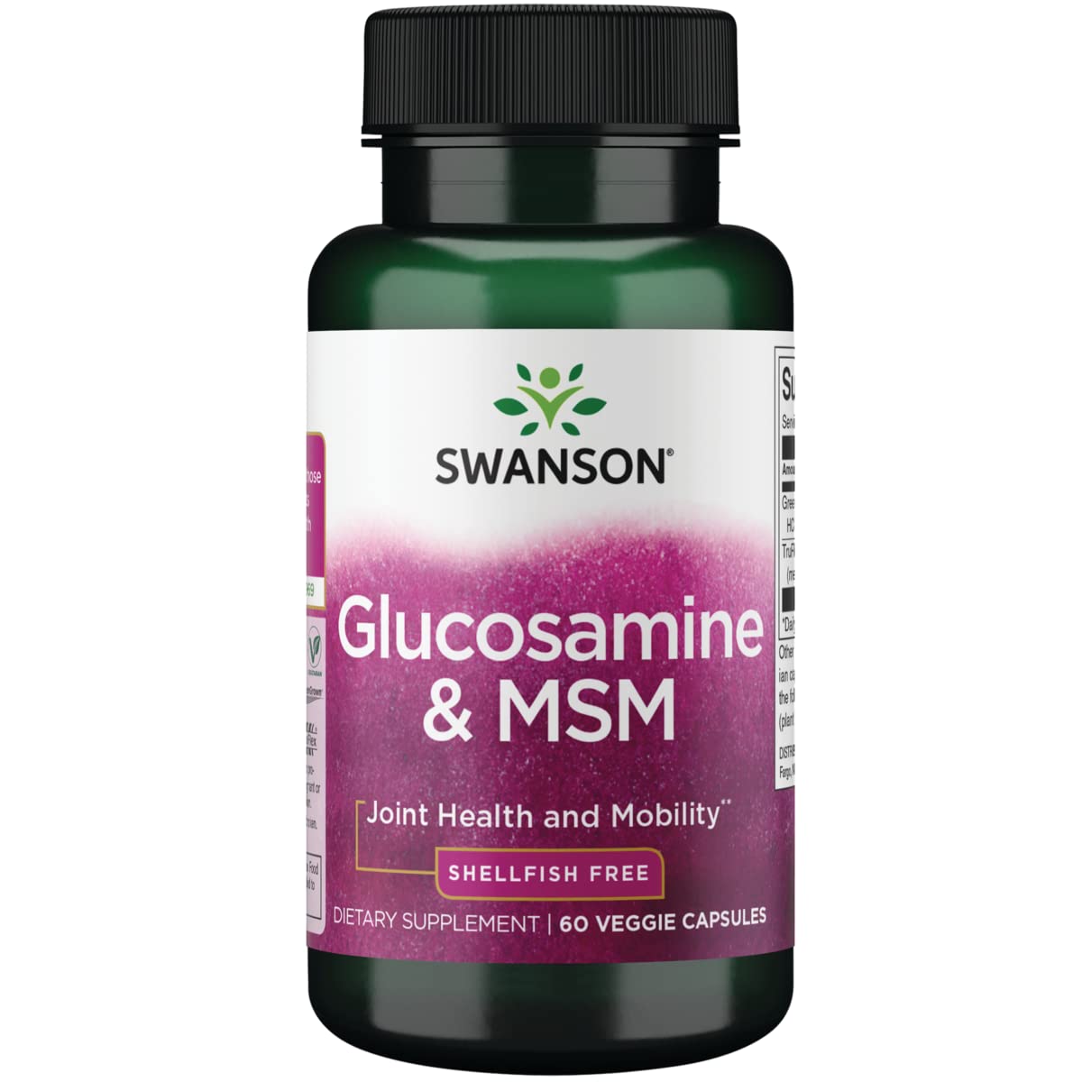 Swanson glucosamina MSM envase de 60 cápsulas veganas para movilidad diaria