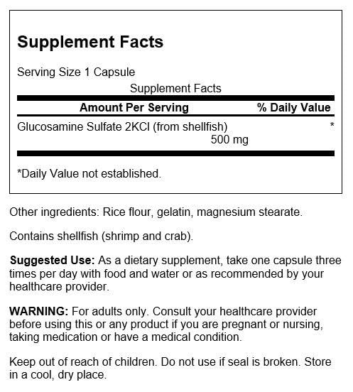 Swanson glucosamina sulfato 2KCl, botella de 250 cápsulas, para la salud de articulaciones y cartílago.