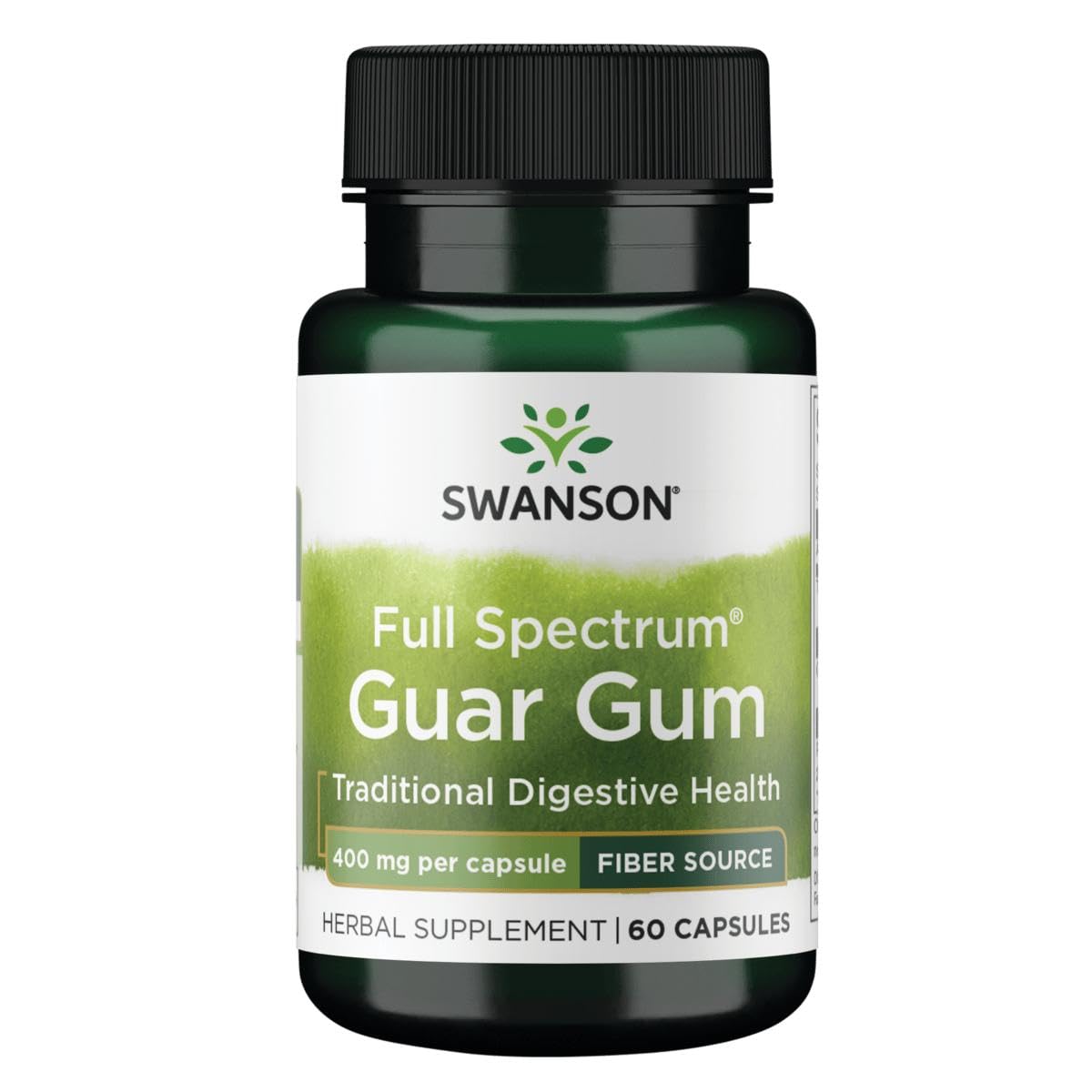 Swanson Goma de guar espectro completo cápsulas de 400 mg fuente de fibra