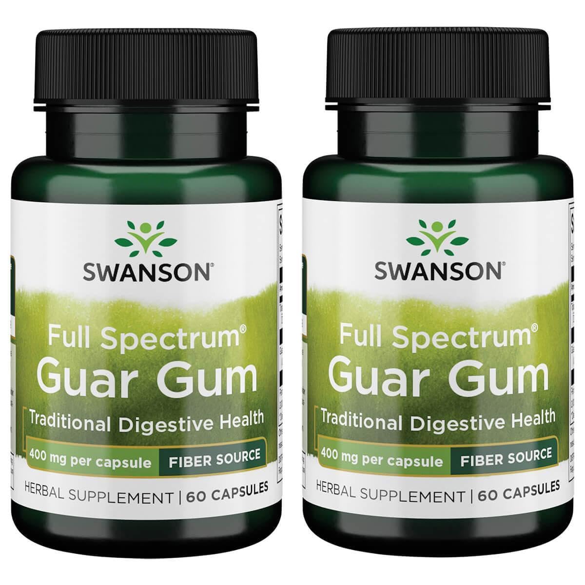 Swanson goma guar espectro completo en cápsulas de 400 mg para fibra diaria.