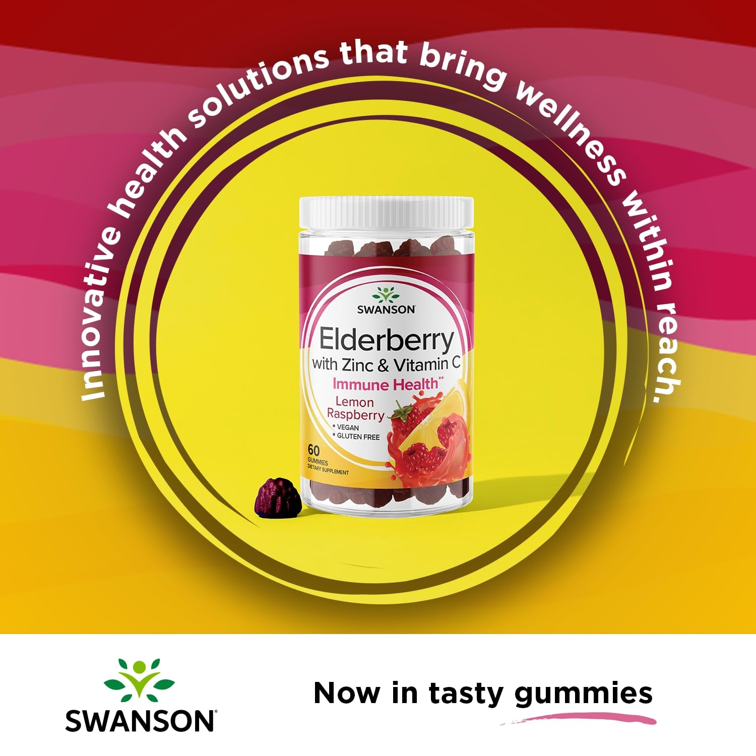 Swanson gominolas con zinc y vitamina C, sabor cítrico para dosis diarias.
