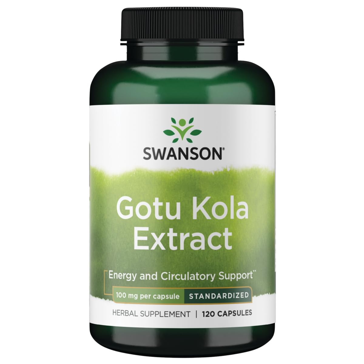 Swanson Gotu Kola estandarizada en cápsulas de 100 mg para apoyar la circulación.