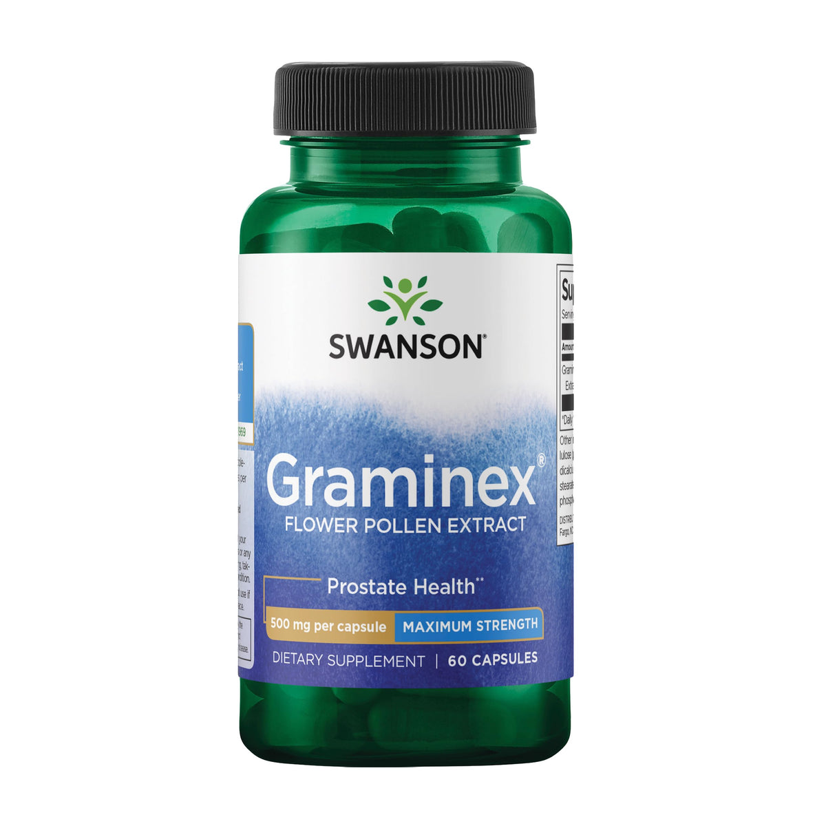 Swanson Graminex extracto de polen de flor en botella para apoyo prostático.