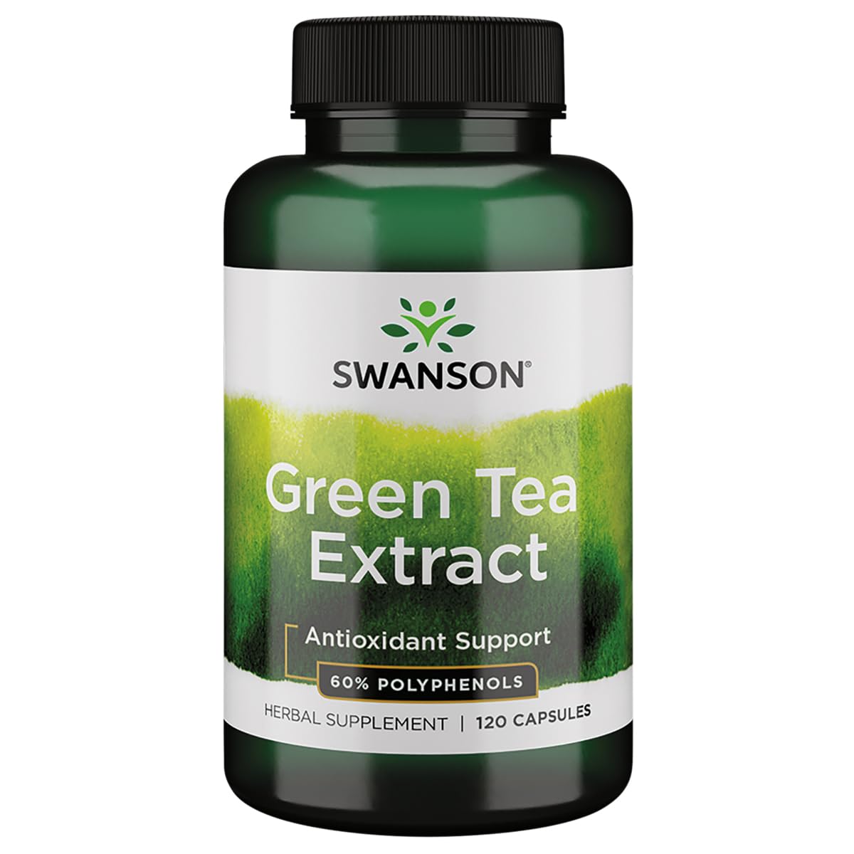 Swanson Extracto de té verde estandarizado en botella, apoyo antioxidante diario.