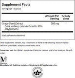Swanson Semilla de Uva: cápsulas cercanas resaltando dosis de 500 mg