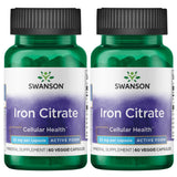 Swanson Hierro Citrato 25 mg en cápsulas vegetales para apoyar la producción de glóbulos rojos