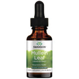 Swanson hoja-mullein extracto líquido botella, ideal para apoyar la salud respiratoria diaria.