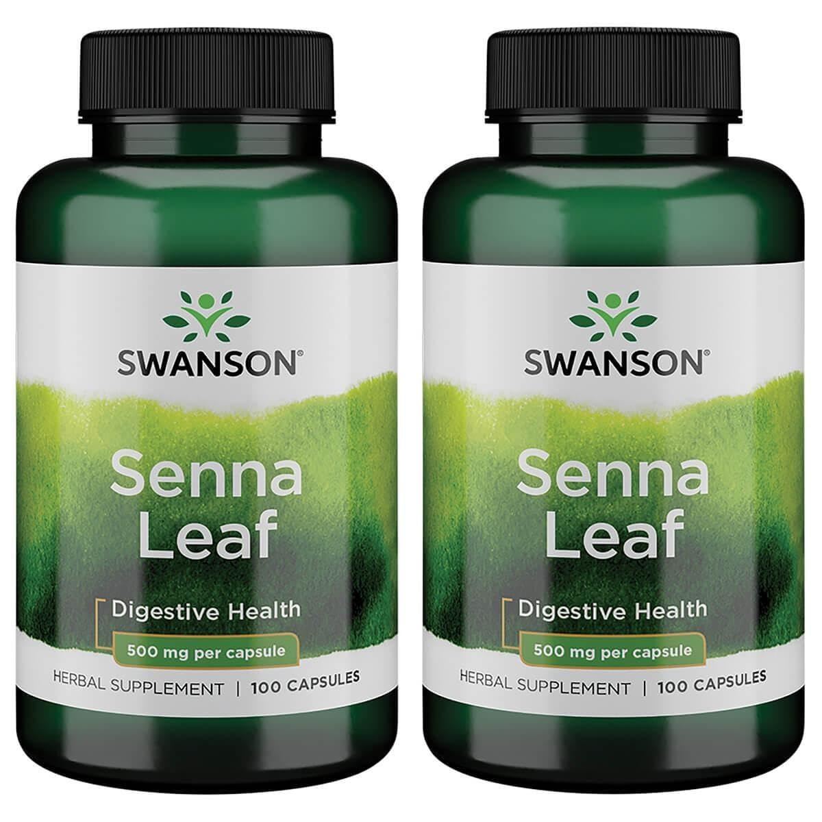 Swanson Hoja de Senna, botella vista frontal, apoyo a la regularidad digestiva